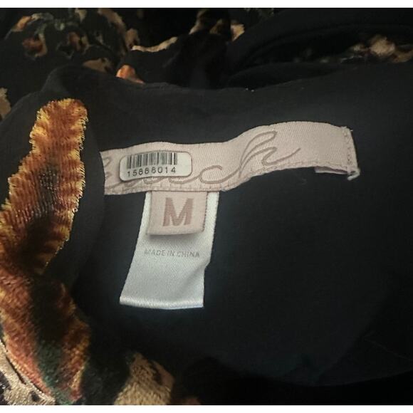 Hutch Black Burnout Velvet Slip Maxi Dress MEDIUM Floral Wrap Gown Designer $319 - Picture 11 of 11